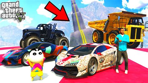 Franklin Testing Cars Vs MASSIVE Speed Bumps In GTA 5 SHINCHAN And