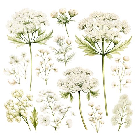 Premium Vector Beautiful Watercolor Queen Annes Lace Flowers Clipart