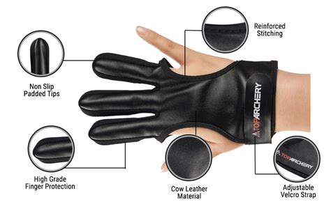 Toparchery Archery Gloves Hunting Leather Three Finger Protector