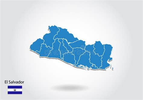 Dise O Del Mapa De El Salvador Con El Estilo D Mapa Azul De El