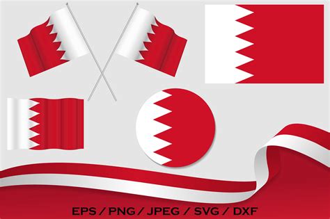 Set Of Bahrain Flags In Different Design Graphic By Terrabismail