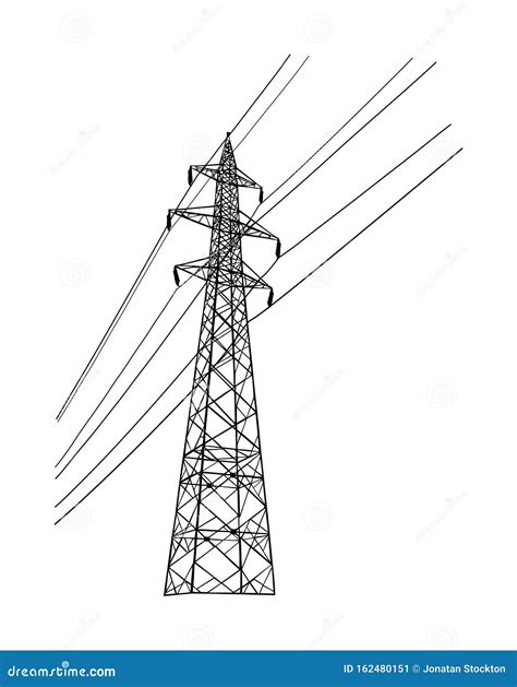 High Voltage Power Line Electric Transmission Tower Vector Silhouette