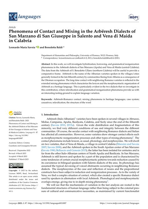 Pdf Phenomena Of Contact And Mixing In The Arb Resh Dialects Of San