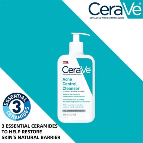 Cerave Acne Control 2 Salicylic Acid Acne Treatment Cleanser 237ml Improve Skin Lazada Singapore