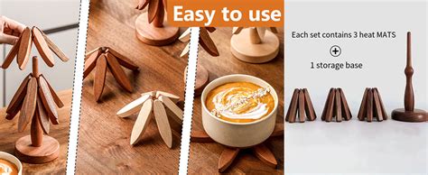 Amazon Wooden Trivets For Hot Dishes Tree Shaped Trivet Set Of With Stand Foldable