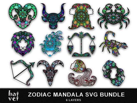 Zodiac Svg Bundle Zodiac Mandala Designs Etsy