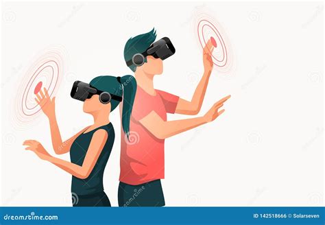 Les Deux Jeunes Utilisant Des Casques De R Alit Virtuelle Illustration