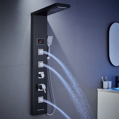 Led Shower Panel Tower System Black Menatt 304