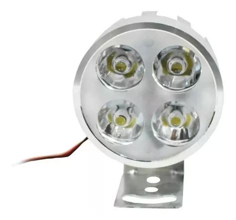 Faro 4 Led Auxiliar Redondo Alta Baja Estrobo Auto Moto Cuotas Sin