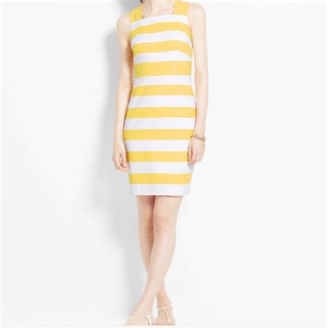 Ann Taylor Dresses Ann Taylor Gold And White Stripe Dress Poshmark