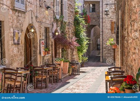 Typical Italian Restaurant in the Historic Alley Stock Photo - Image of ...