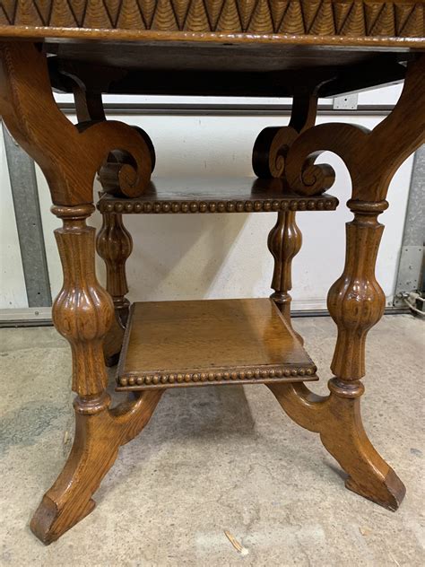 Square Three Tier Oak Lamp Table Doug Schmitt Antiques