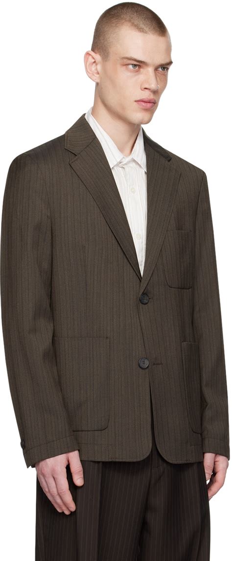 Mfpen Brown Pinstripe Blazer Mfpen