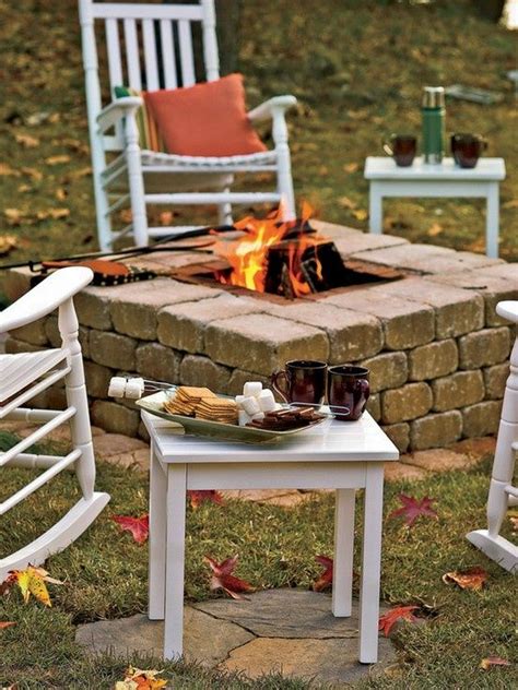 Diy Square Firepit With Bricks Pavers And Stepping Stones For Tables