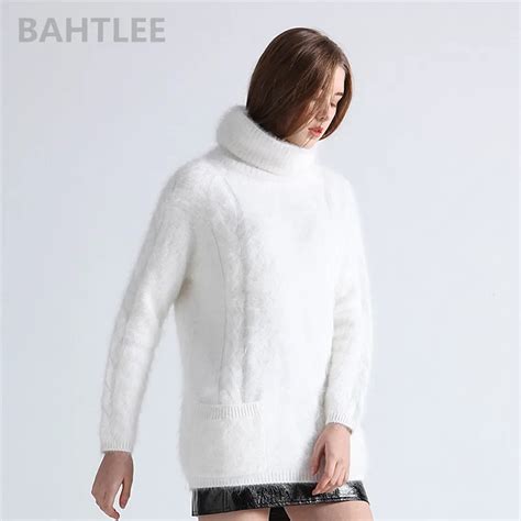 BAHTLEE Winter Frauen Angora Pullover Jumper Pullover Rollkragen Nerz