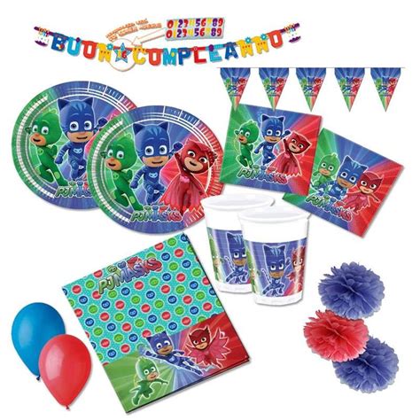 Kit N Super Pigiamini Coordinato Compleanno Pj Mask