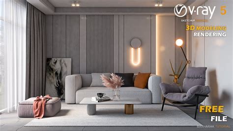 Modern Living Room Interior Design Vray Sketchup Interior