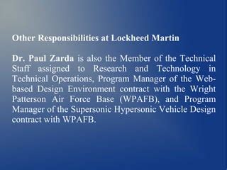 Dr Paul Zarda Has Served Various Positions In His Career PPT