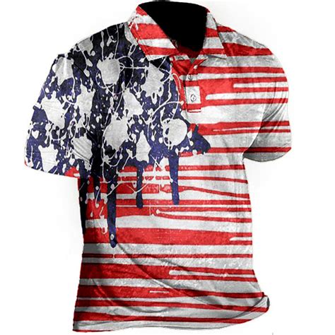 Men's Polo Shirts Patriotic Performance Independence Day American Flag ...