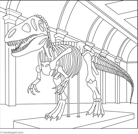 dinosaur bones skeleton coloring kids template bone drawing pages