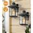 Lnc Modern Textured Black Outdoor Sconce With Seeded Glass Shade