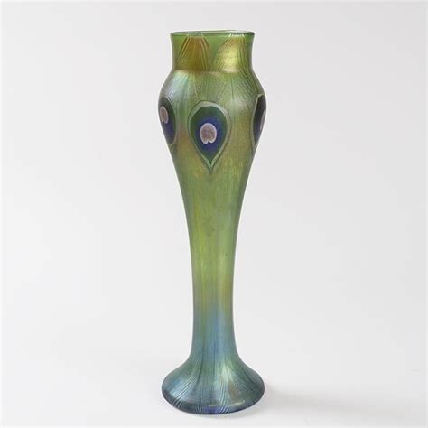 A Tiffany Studios New York Art Nouveau Peacock Eye Glass Vase By