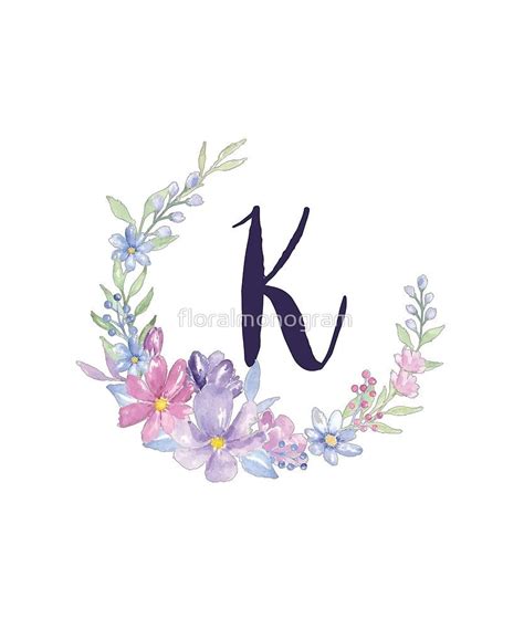 Monogram K Pastel Watercolor Flowers by floralmonogram | Redbubble ...