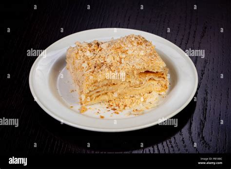 Delicious napoleon cake with cream Stock Photo - Alamy