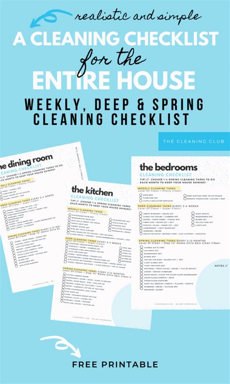 Printable Whole House Cleaning Checklist