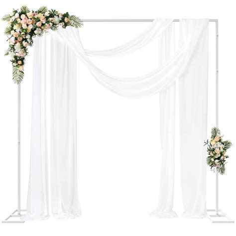 Fomcet 8FT X 8FT Backdrop Stand Heavy Duty With Base White Portable