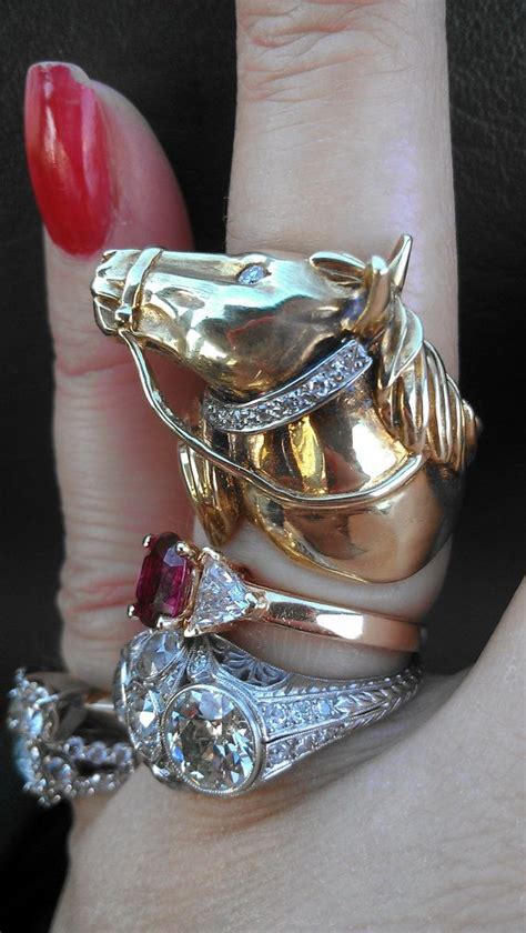 14k Gold Maurice Katz Diamonds Horse Head Ring 16 By Madameckerson