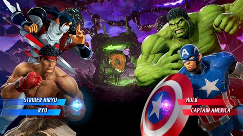 Strider Hiryu Ryu Vs Hulk Captain America Very Hard Marvel Vs