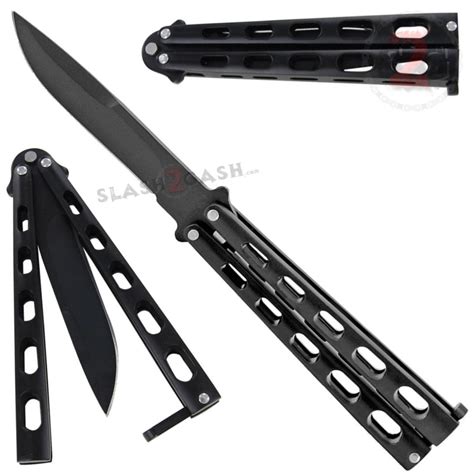 Jaguar Heavy Butterfly Knife Big Fat Balisong Black Plain Slash2gash