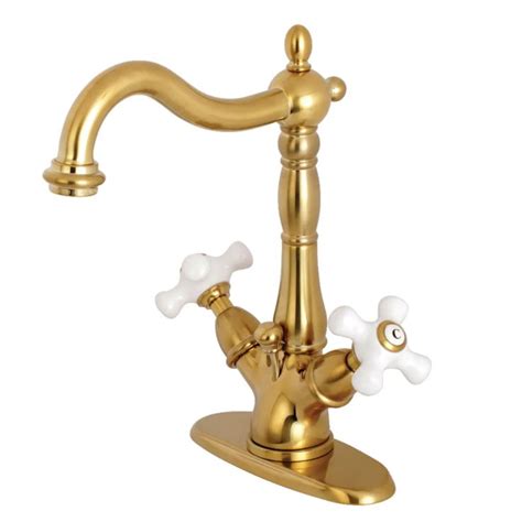 Kingston Brass Ks1437px Satin Brass Heritage 12 Gpm Single Hole Deck