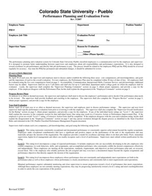 Fillable Online Csupueblo Performance Planning And Evaluation Form