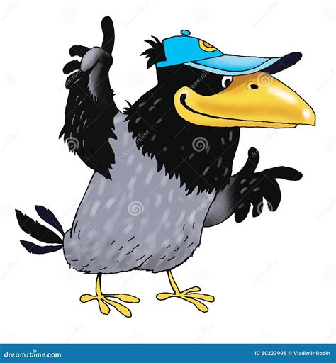 Raven Bird Funny Cartoon Character Drawing Stock Illustration - Image ...