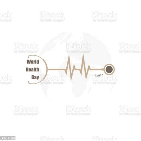 全球標誌和聽診器向量標誌設計範本世界衛生日圖示世界衛生日的想法運動的概念賀卡和海報向量插圖向量圖形及更多7號圖片 7號 世界衛生日