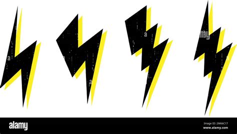 Lightning Bolt Set Black And Yellow Thunderbolt Collection Flash