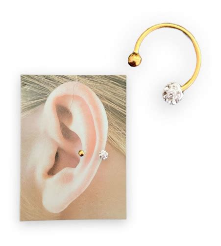 Piercing Ferradura Nariz Septo Orelha Dourado Strass Bolinha Mercadolivre