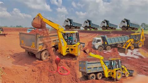 Jcb Dx Backhoe Loading Mud In Tata Ex Truck And Tata Trucks Youtube