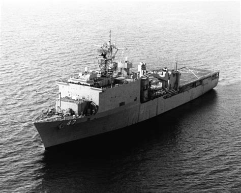 A Port Bow View Of The Dock Landing Ship USS RUSHMORE LSD 47 Underway