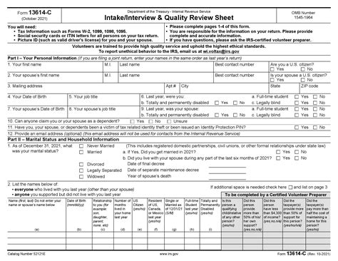 IRS Form 13614 C Fill Out Printable PDF Forms Online