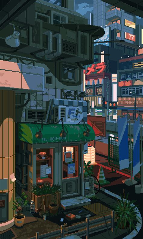 Hd Wallpaper Waneella Pixel Art City Cyberpunk 45 Off