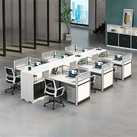 6 Person Workstation Desk with File Cabinet | Cubic Interior Design