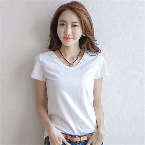 Sexy Short Sleeve T Shirt Womens Summer New Slim Fit Cotton T Shirt