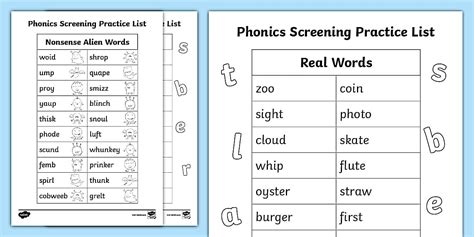 Editable Phonics Screening Practice Homework List 3 Twinkl