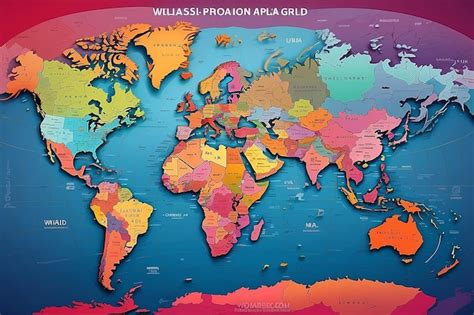 Mapa Colorido Do Mundo Completo Os Nomes De Todos Os Pa Ses Foto