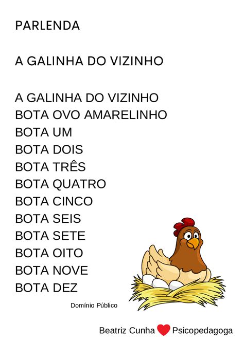 Sequencia Didatica A Galinha Do Vizinho Bota Ovo Amarelinho