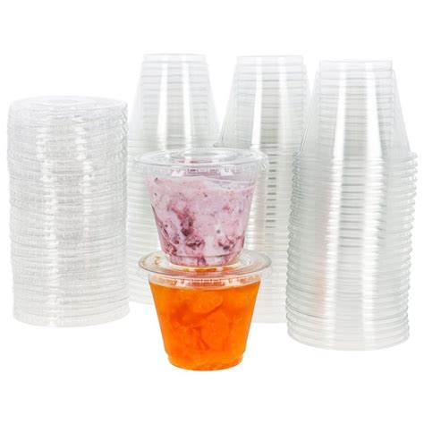 Lot45 Plastic Dessert Cups With Lids 100pk 9 Oz Clear Plastic Cups