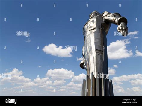 Monument To Yuri Gagarin 425 Meter High Pedestal And Statue The